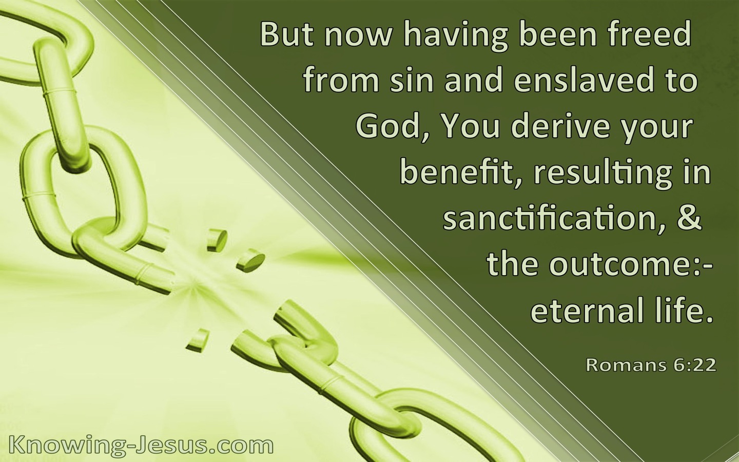 Romans 6:22 Freed From Sin And Enslaved To God (green)